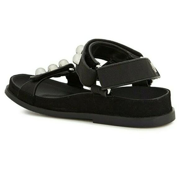 SANDRO Paris Lexy studded grosgrain woven black chunky sandals Size 36 5 5.5 NEW - Picture 5 of 7